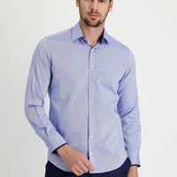 Sky Blue Techno-Line Silver Ion Slim Fit Narrow Cut Patterned Cotton Shirt