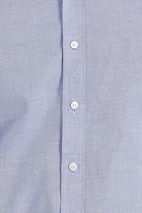 Sky Blue Techno-Line Silver Ion Slim Fit Narrow Cut Patterned Cotton Shirt
