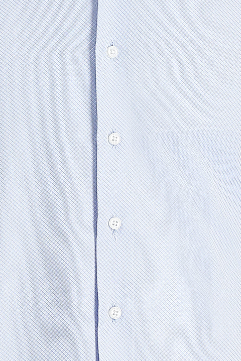 Light Blue Long Sleeve Slim Fit Narrow Cut Classic Patterned Cotton Easy-Iron Shirt
