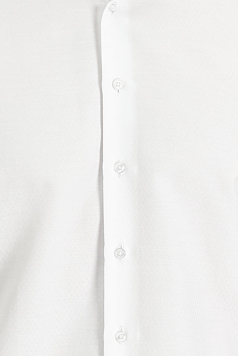 White Long Sleeve Slim Fit Narrow Cut Classic Patterned Cotton Easy Iron Shirt