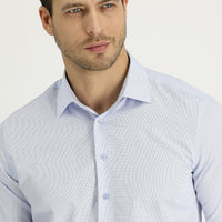 Light Blue Long Sleeve Slim Fit Narrow Cut Classic Patterned Cotton Easy-Iron Shirt