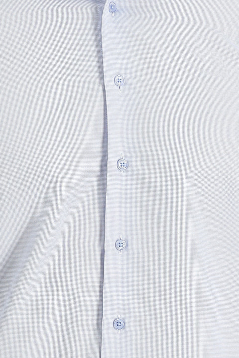 Light Blue Long Sleeve Slim Fit Narrow Cut Classic Patterned Cotton Easy-Iron Shirt