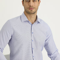 Sky Blue Long Sleeve Slim Fit Narrow Cut Classic Patterned Cotton Easy-Iron Shirt