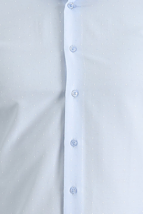 Uçuk Mavi Uzun Kol Slim Fit Dar Kesim Klasik Desenli Pamuklu Kolay Ütülenebilir Gömlek