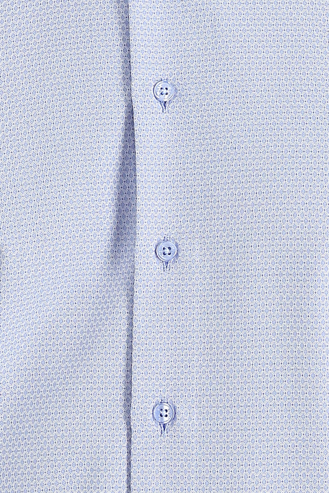 Light Blue Long Sleeve Slim Fit Narrow Cut Classic Patterned Cotton Easy Iron Shirt