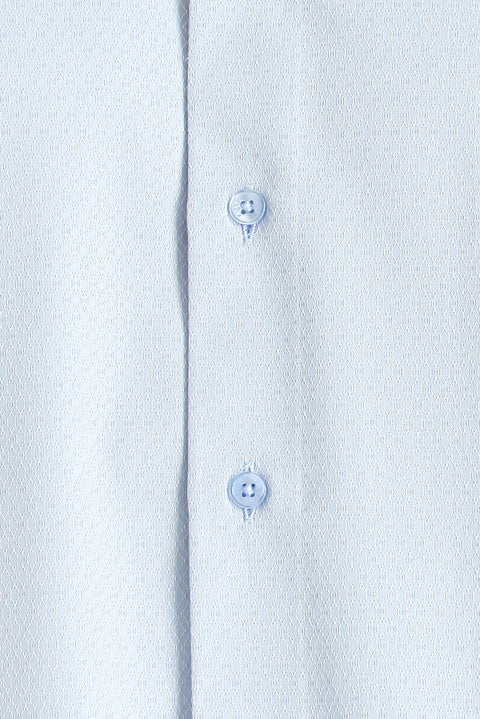 Light Blue Long Sleeve Slim Fit Narrow Cut Classic Patterned Cotton Shirt