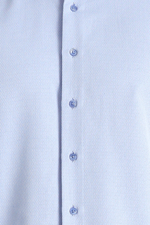 Light Blue Long Sleeve Slim Fit Narrow Cut Classic Patterned Cotton Easy Iron Shirt