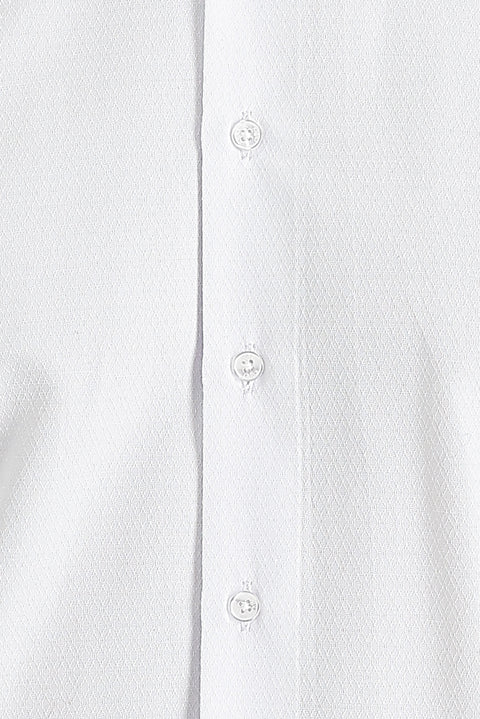 White Long Sleeve Slim Fit Narrow Cut Classic Patterned Cotton Easy Iron Shirt