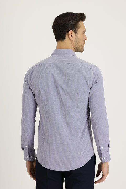 Black Long Sleeve Slim Fit Narrow Cut Classic Patterned Cotton Easy Iron Shirt