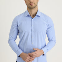 Light Blue Long Sleeve Slim Fit Narrow Cut Classic Patterned Cotton Easy Iron Shirt