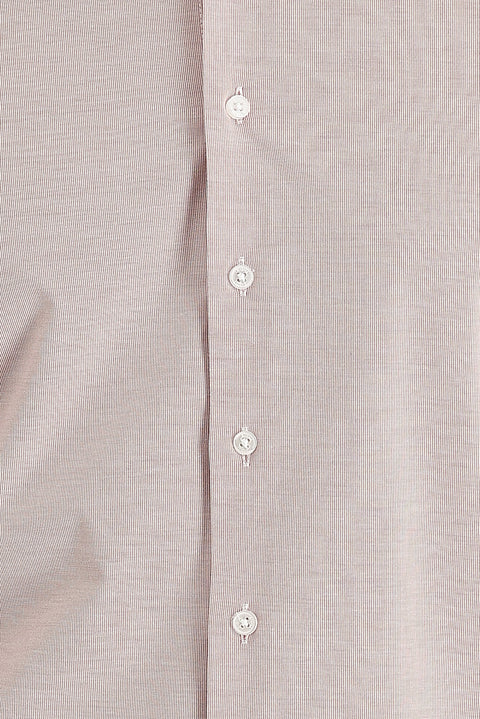 Light Red Long Sleeve Slim Fit Narrow Cut Classic Patterned Cotton Easy Iron Shirt