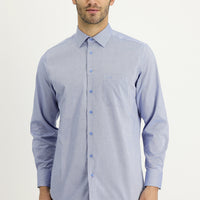 Light Blue Long-Sleeve Classic Patterned Cotton Shirt