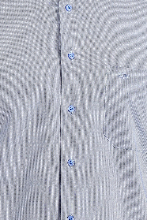 Light Blue Long-Sleeve Classic Patterned Cotton Shirt
