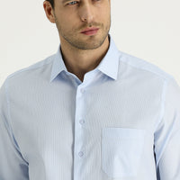 Light Blue Long-Sleeve Classic Patterned Cotton Shirt