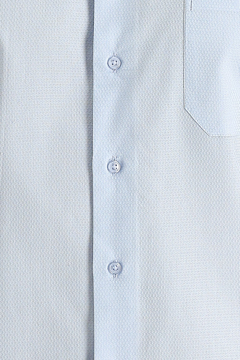 Light Blue Long-Sleeve Classic Patterned Cotton Shirt