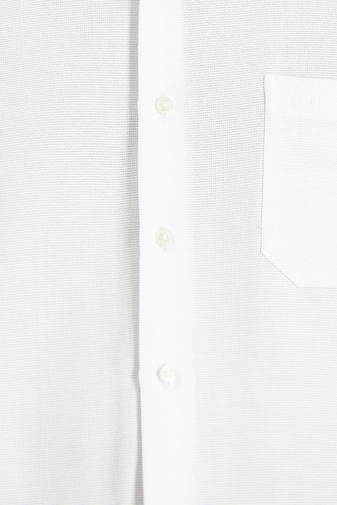 White Long-Sleeve Classic Patterned Cotton Easy-Iron Shirt