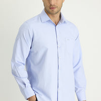 Light Blue Long Sleeve Classic Patterned Cotton Easy-Iron Shirt
