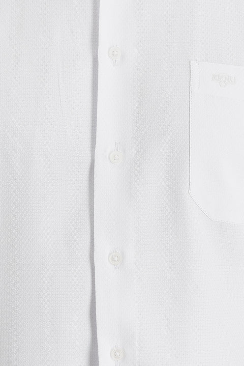 White Long-Sleeve Classic Patterned Cotton Easy-Iron Shirt
