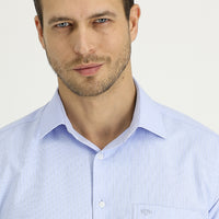 Light Blue Long Sleeve Classic Patterned Cotton Easy-Iron Shirt