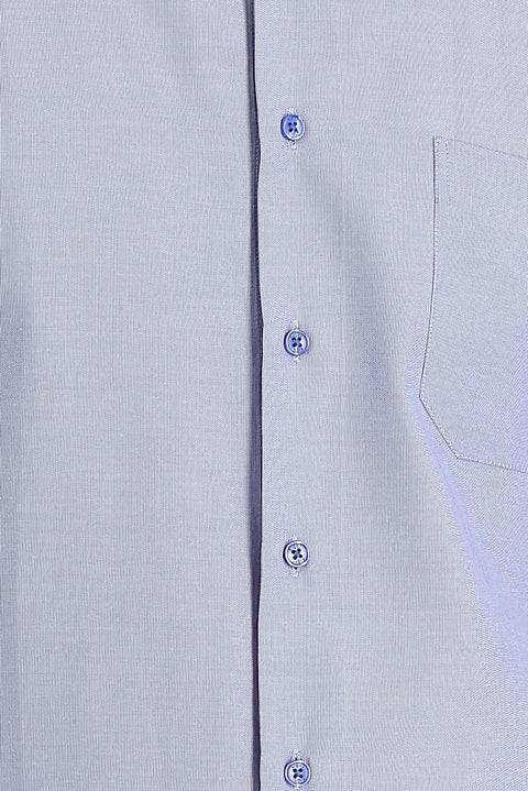 Blue Long-Sleeve Classic Patterned Cotton Easy-Iron Shirt