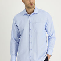Light Blue Long Sleeve Classic Patterned Cotton Easy-Iron Shirt