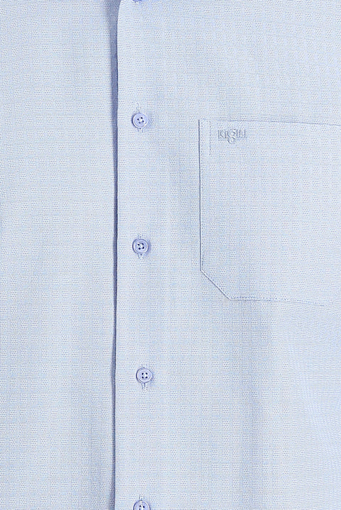 Light Blue Long Sleeve Classic Patterned Cotton Easy-Iron Shirt