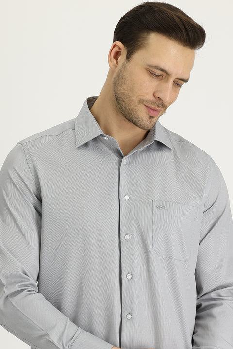 Black Long-Sleeve Classic Patterned Cotton Easy-Iron Shirt
