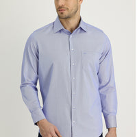 Medium Navy Long Sleeve Classic Patterned Cotton Easy-Iron Shirt