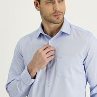 Light Blue Long Sleeve Classic Patterned Cotton Easy-Iron Shirt