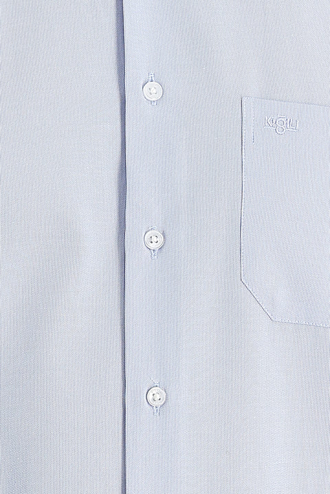 Light Blue Long Sleeve Classic Patterned Cotton Easy-Iron Shirt