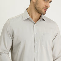 Light Beige Long Sleeve Classic Patterned Cotton Easy-Iron Shirt