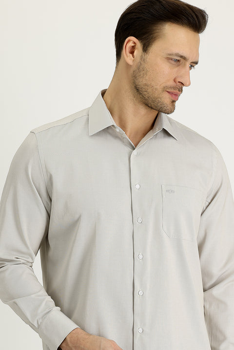 Light Beige Long Sleeve Classic Patterned Cotton Easy-Iron Shirt