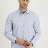 Light Blue Long Sleeve Classic Striped Cotton Easy-Iron Shirt