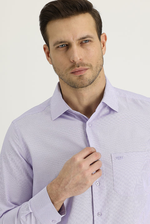 Lilac Long Sleeve Classic Striped Cotton Easy-Iron Shirt