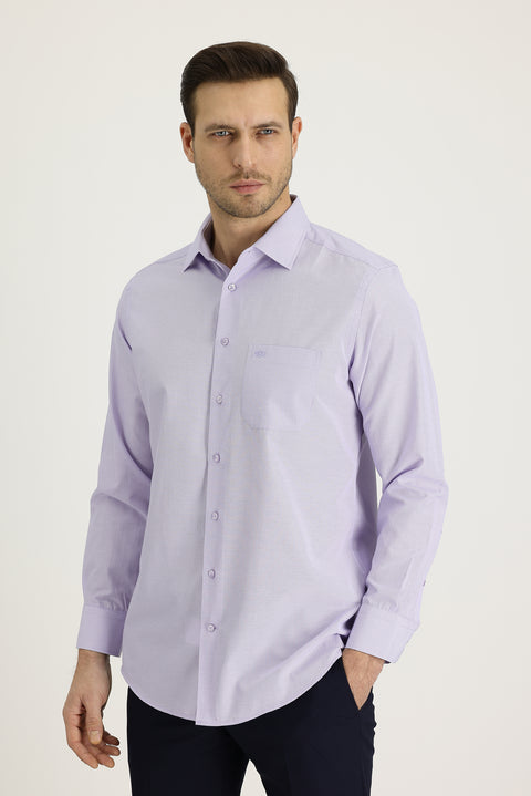 Lilac Long Sleeve Classic Striped Cotton Easy-Iron Shirt