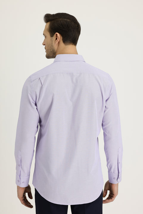 Lilac Long Sleeve Classic Striped Cotton Easy-Iron Shirt