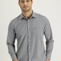 Black Long-Sleeve Classic Patterned Cotton Easy-Iron Shirt