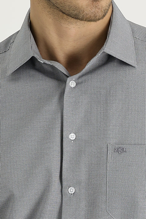 Black Long-Sleeve Classic Patterned Cotton Easy-Iron Shirt