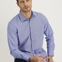 Medium Navy Long Sleeve Classic Patterned Cotton Easy-Iron Shirt