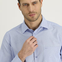 Light Blue Long Sleeve Classic Patterned Cotton Easy-Iron Shirt