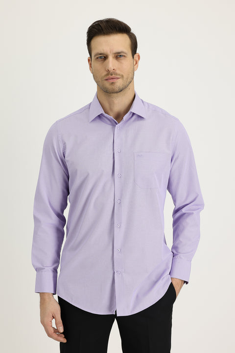 Lilac Long Sleeve Classic Patterned Cotton Easy-Iron Shirt
