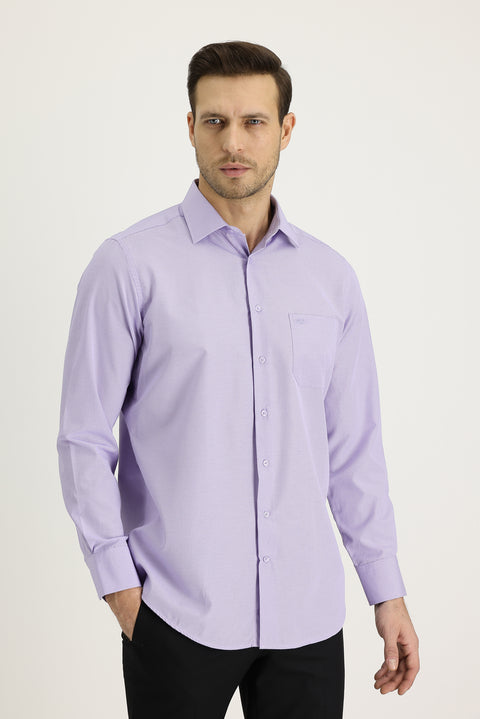 Lilac Long Sleeve Classic Patterned Cotton Easy-Iron Shirt