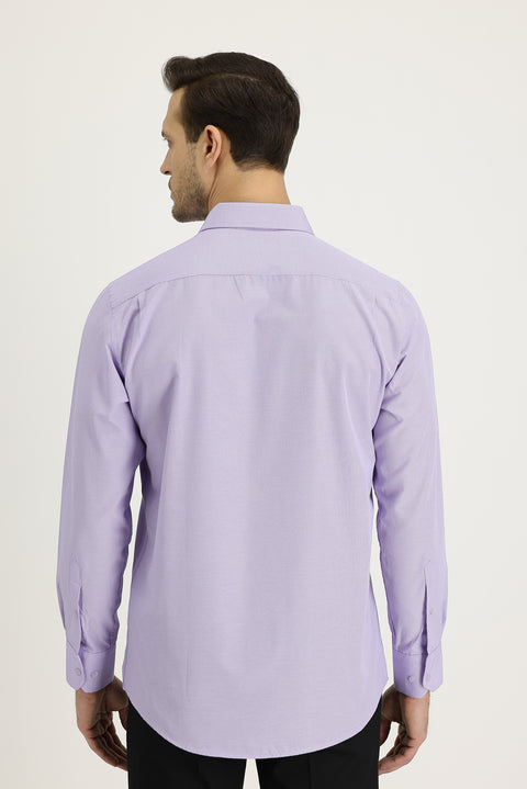 Lilac Long Sleeve Classic Patterned Cotton Easy-Iron Shirt