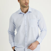 Light Blue Long Sleeve Classic Patterned Cotton Easy-Iron Shirt