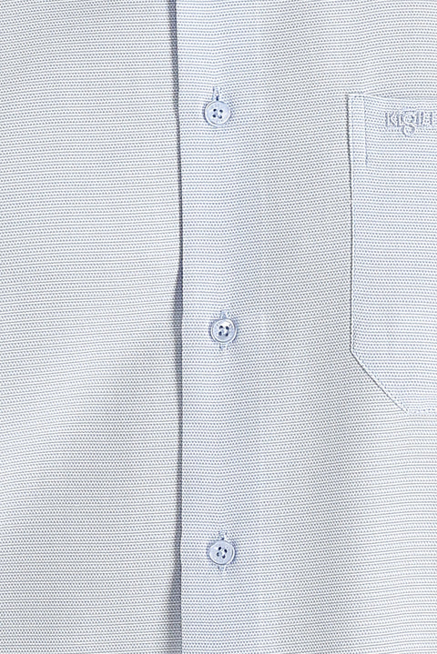 Light Blue Long Sleeve Classic Patterned Cotton Easy-Iron Shirt