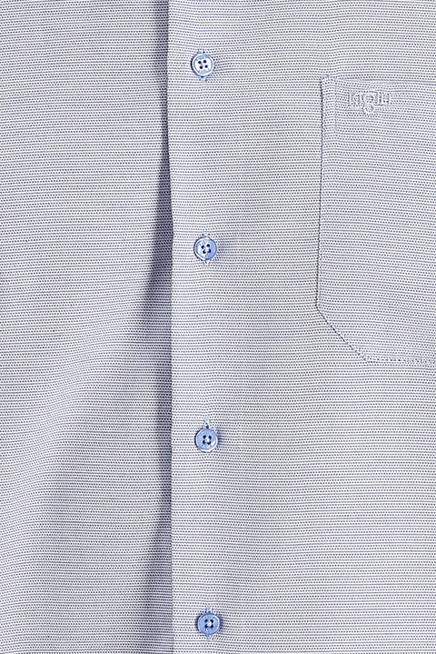 Blue Long-Sleeve Classic Patterned Cotton Easy-Iron Shirt
