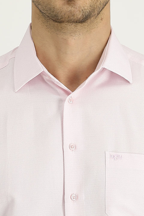 Dusty Pink Long Sleeve Classic Patterned Cotton Easy-Iron Shirt