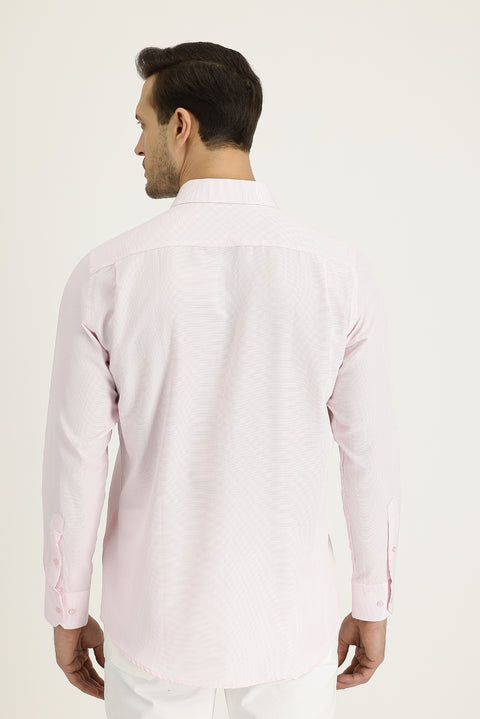 Dusty Pink Long Sleeve Classic Patterned Cotton Easy-Iron Shirt