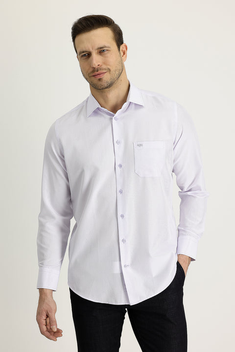 Lilac Long Sleeve Classic Patterned Cotton Easy-Iron Shirt