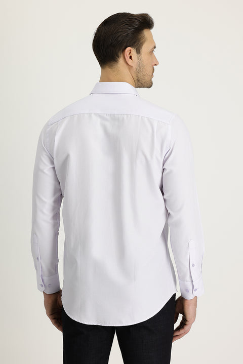 Lilac Long Sleeve Classic Patterned Cotton Easy-Iron Shirt